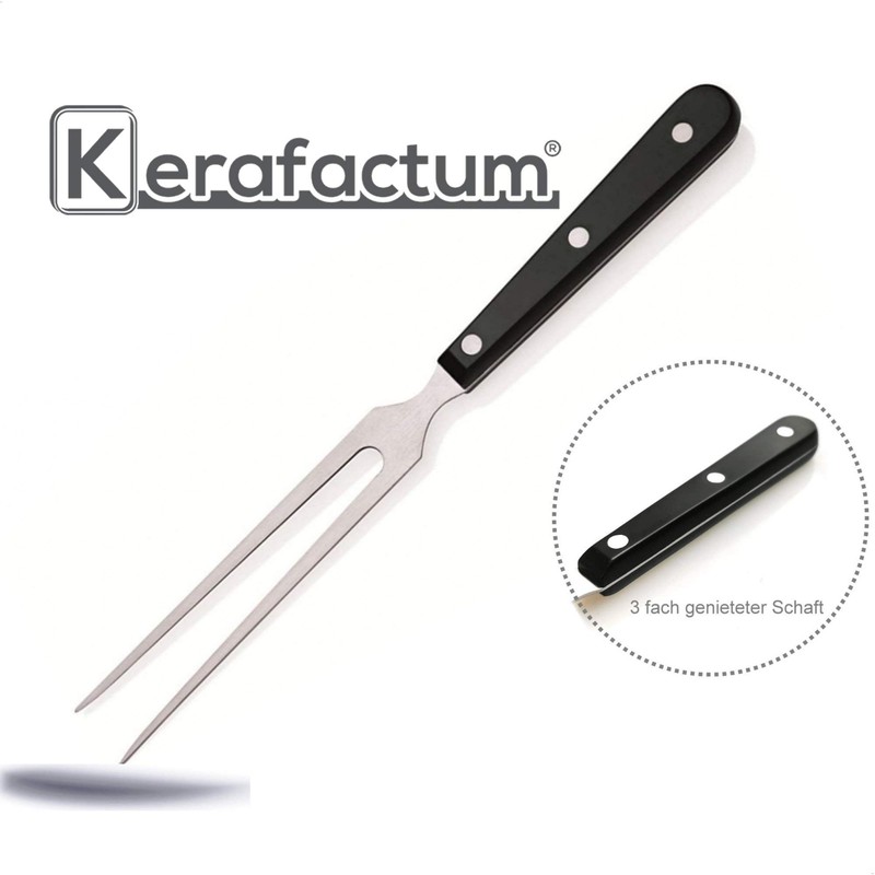 Kerafactum Meat Fork, Stainless Steel Carving Fork, Flat with Tines,