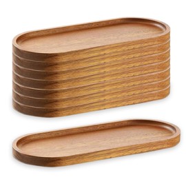 Linwnil 8Pack Wood Serving Trays 11.5x4 Inch Charcuterie Boards Oval Wooden Plates Wood Serving Platter Cheese Dinner Plates Bulk for Dessert Snack Bread Fruit Appetizer Dishes