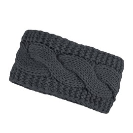 Neverless® Warm Women's Knitted Headband Fleece Lining Cable Knit Ear Protection Hair Band Knitted Headband, 12005 Dark Grey