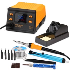 Keenwise 75W Soldering Iron Station Kit, Fast-Heat Solder Station with Smart Temperature Control, Digital Display, ESD Safe, Includes Solder Wire, 5 Diverse Tips, Tweezers (75W-969D)