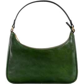 Time Resistance Leather Handbag - Full-Grain Leather Purse for Women – Shoulder Bag Made in Italy (Green)
