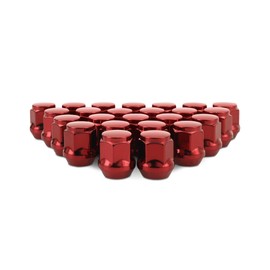 Mishimoto Steel Lug Nuts, M14x1.5, Acorn Seat, 24pc Set, Red