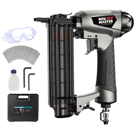 NEU MASTER Pneumatic Brad Nailer, 18 Gauge Nail Gun Fires 5/8-Inch to 2-Inch Brad Nails with Carrying Case, Safety Glasses, 800pcs Nails(Used with Air Compressor)