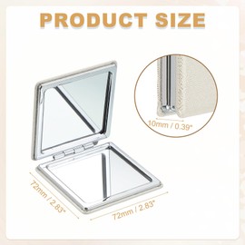 uxcell Small Pocket Mirror for Purse, Square Magnifying Foldable Silver Makeup Handheld Compact Mirror for Women, Purse, Travel, Girls, Gift(Beige, 2.83" x 2.83")