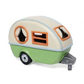 Vintage Camper Trailer with Solar Light Miniature Fairy Garden Resin Figurine