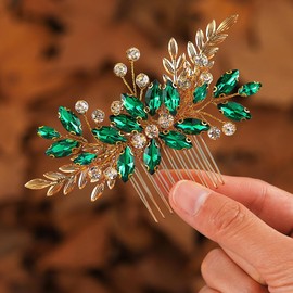 Zoestar Leaf Bridal Wedding Hair Comb Gold Rhinestone Headpiece Bridal Crystal Hair Accessories for Women and Girls