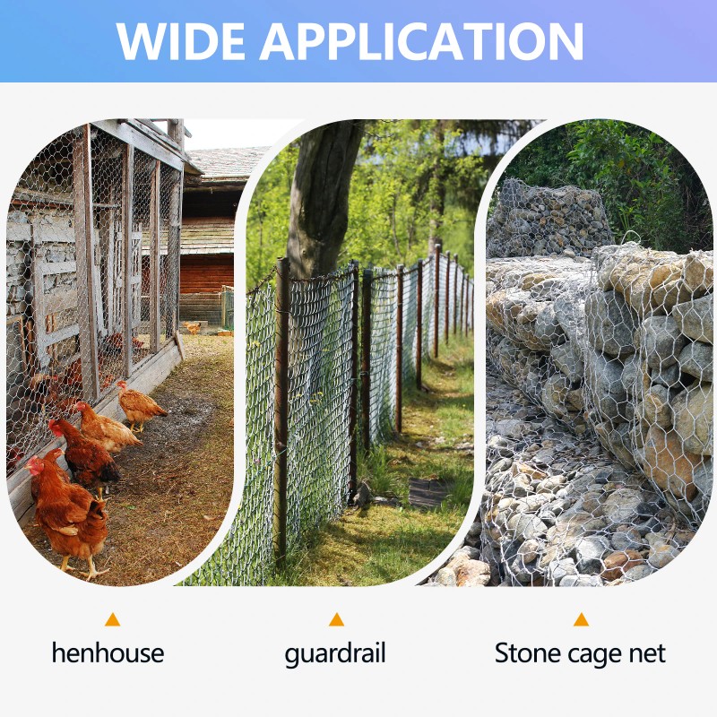 Chicken Wire Fencing Mesh Outdoor Anti-Rust Hexagonal Galvanized Mesh, Garden