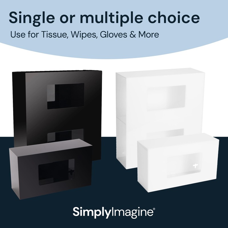 Black Glove Box Holder Wall Mount - Acrylic Disposable Glove