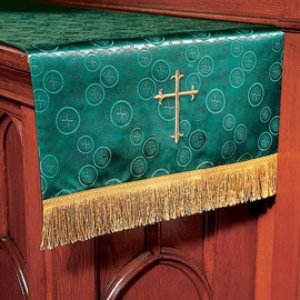 Murphy Robes Millenova Communion Cloth Embroidered with Gold Latin Cross Sanctuary Table Runner, 20 x 80-Inch, Emerald Green