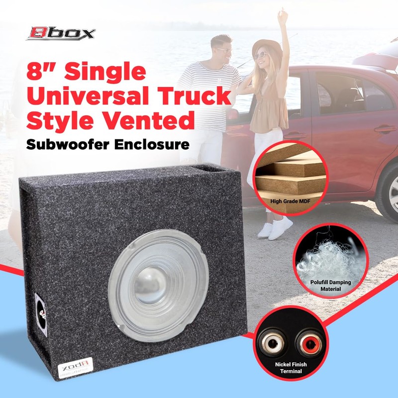 Atrend 8" Single Universal Truck Style Vented Subwoofer Enclosure -