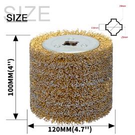 120x100mm Copper Plated Steel Wire Brush Wheel Surface Conditioning Tool 4.7" x 4" with 3/4" Quad Keyway for Surface Finishing of Stainless Steel, Aluminum, Metal and Wood (0.5 Wire)