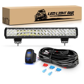 GOOACC 20 Inch 126W 11340LM LED Light Bar Spot Flood Combo Boat Lighting Off Road Lights with 12V 5Pin Rocker Switch Wiring Harness kit for Truck Jeep Golf Cart, 2 Years Warranty