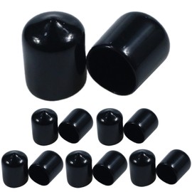Acocony 9/16 Inch Rubber Cap Round Rubber End Caps PVC Flexible Protector Plastic Plugs for Round Holes Black Pack of 12