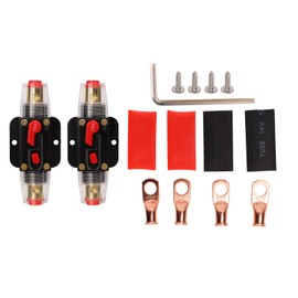 12‑24V Inline Circuit Breaker with Manual Reset Fuse Holder Battery Lugs Heat Shrink Tubes for Car Boat Audio System 150A