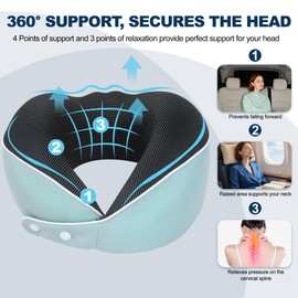 Chumix Dreamjoy Pro2.0 Travel Pillow, Aeroplane, Neck Pillow, Aeroplane Pillow, Neck Pillow, Travel Pillow, Ideal for Travel by Plane, Car, Train (Lake Blue)