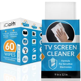 iCloth XL Screen Cleaning Wipes, Lint-Free and Streak-Free, Fast-Drying, Removes Dust, Fingerprints, and Smudges (60 XL Wipes)