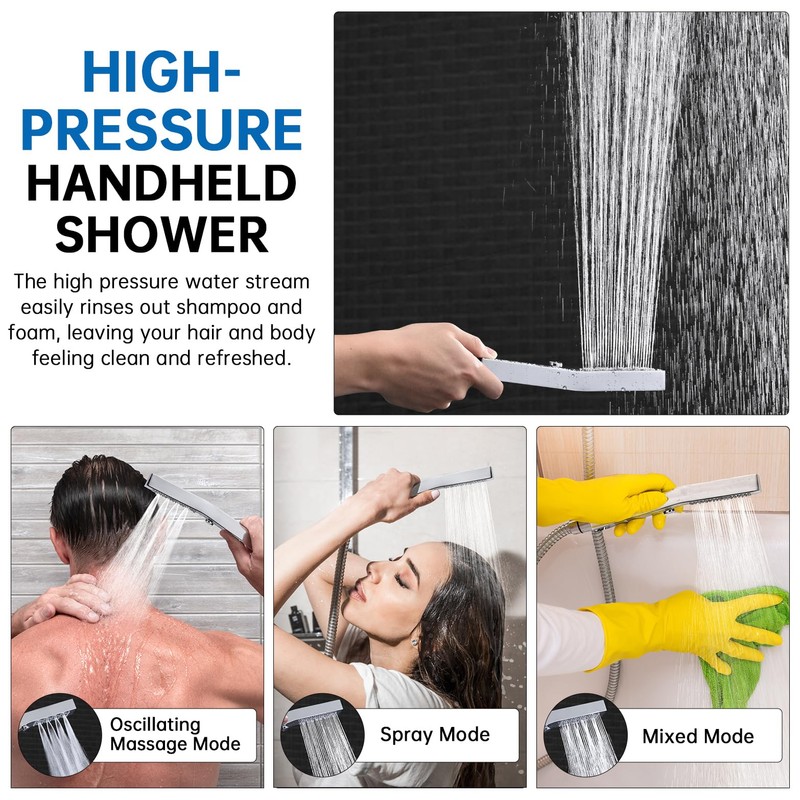 G-Promise All Metal 12 Inch Shower Head with Massage Mode