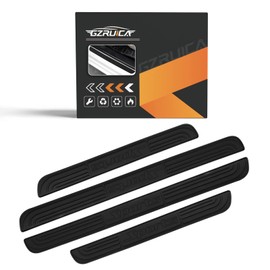 GZRUICA Door Sill Plate Protectors for Car - Universal Door Entry Guards Sill Scuff Cover Panel Step Protector, Welcome Pedal Protector Cover, Sports Pattern, Full Black Base, 4pcs/Set