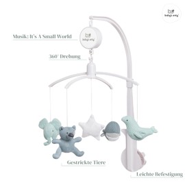 Baby's Only Mobile, Baby Cot Mobile Including Music Box, Children's Mobile with 5 Friendly Figures for Soothing and Support, Figurine Mobile from 0 to 6 Months