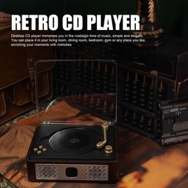 Vintage CD Player, Portable CD Player with Speakers Bluetooth Rechargeable, Support SPDIF USB AUX, Small Compact Retro CD Players for Home Decor
