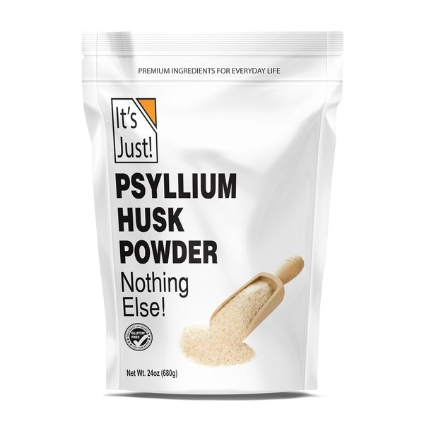 It's Just! - Psyllium Husk Powder, Easy Mixing Dietary Fiber, Cleanse Your Digestive System, Finely Ground Powder, Ideal for Keto Baking, Non-GMO (Unflavored, 24oz (Pack of 1))