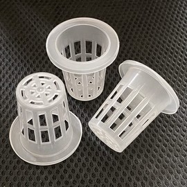 QINIZX Paquete de 50 macetas de red de jardín de 1.77 pulgadas, cestas de malla ranuradas, medios de cultivo de semillas, sistemas hidropónicos para acuapónica, orquídeas, cubos de lana de roca, diseño de borde ancho redondo resistente (blanco)