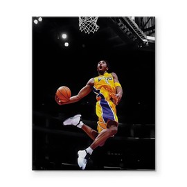 Kobe Bryant Canvas Wall Art Decor - Iconic Slam Dunk Action Image, Lakers Basketball Legend Tribute with Jersey Number 8, Inspirational Sports Artwork for Home and Office Wall Decoration 8X10 inch