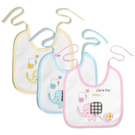 Pack of 3 Waterproof Baby Bibs, Unisex Baby Bibs, Burp Cloths Baby with Press Stud for Baby Boys and Girls Toddlers