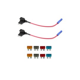 KOLACEN Automotive Car Truck 2 Pieces 16 Gauge Add-a-circuit Fuse TAP Adapter for Regular Standard Blade Type Fuse + 8 Pieces Standard Fuse 5Apm 7.5Apm10Apm 15Apm