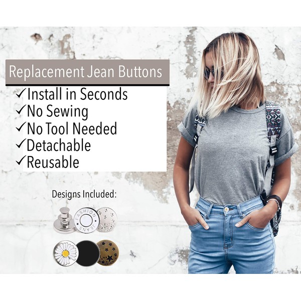 Instant Adjustable Jean Button Pins (5 Pack)