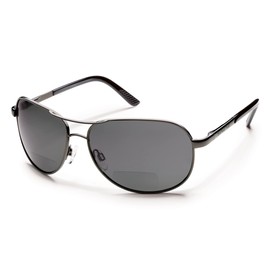 Suncloud Aviator Prescription Bifocal Reading Sunglasses - Gunmetal/Gray Polarized +2.50