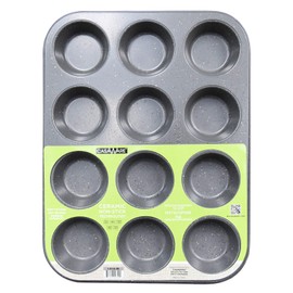 casaWare Ceramic Coated NonStick 12 Cup Muffin Pan (Silver Granite)
