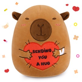 LSYDCARM Capybara Plush, 8 Inch Get Well Soon Stuffed Animal with Bandage & Heart Hug for Surgery Recovery, Emotional Support Plush Toy, Feel Better & Get Well Gifts for Women, Men & Kids
