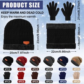 Liitrsh 72 Pcs Winter Beanie Hat Scarf Touchscreen Gloves Set Includes 24 Warm Winter Hat 24 Knit Neck Warmer 24 Touch Screen Mittens with Fleece Lined for Men Women, 6 Colors