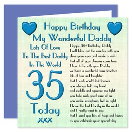 Daddy 35th Happy Birthday Card - Lots Of Love To The Best Daddy In The World - 35 Today