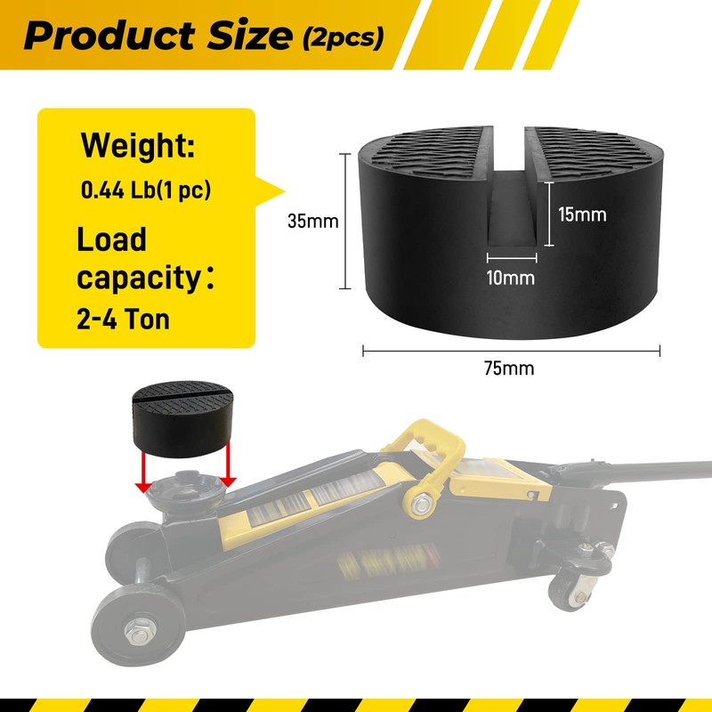 Rubber Jack Pad Pinch Weld Adapter, Universal Slotted Frame Rail