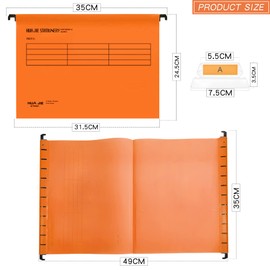 A4 Suspension Files with Tabs and Card Inserts for Filing Cabinets (Pack of 20) Polypropylene A4 Hanging Filing Storage Folders for Office Home School
