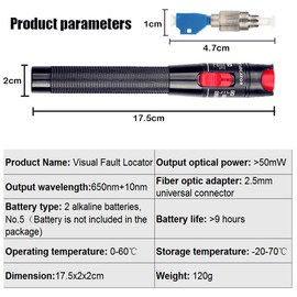 LIAYTRSS 2pcs Fiber Optic Cable Tester 50mW Fiber Optic Pen FTTH Optical Troubleshooting 50km with FC-LC Adapter for Fiber Optic Technology