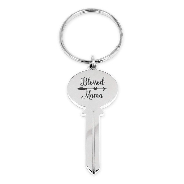 Tioneer Stainless Steel Blessed Mama Oval Head Key Charm Keychain