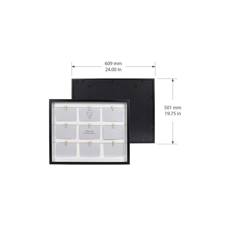 Prinz 9 Opening Clothespin Collage Picture Frame for 4x6 Photos,