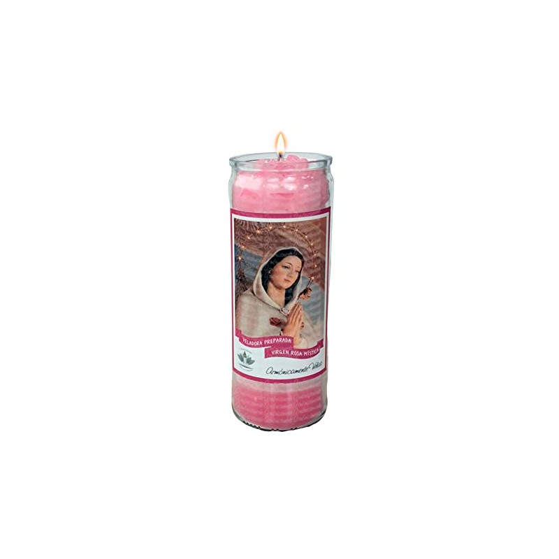 VELADORA VIRGEN ROSA MÍSTICA | PROTECCIÓN, PAZ Y ARMONÍA, VELA