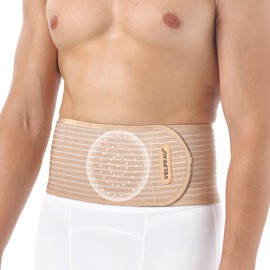 Velpeau Umbilical Hernia Belt for Women & Men -Abdominal Support Binder with Ventilation Compression Pad -Navel Ventral Epigastric Incisional and Belly Button Hernias Surgery Prevention Aid (Khaki, L)