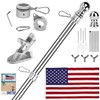 Xaoyaya 6Ft Stainless Steel Flag Pole,Heavy Duty Nylon 3x5 Ft American Flag,Kit for Outside House Residential or Commerical,Tangle Free Kit Aluminum Alloy Rings and Bracket (Black Flag Pole)