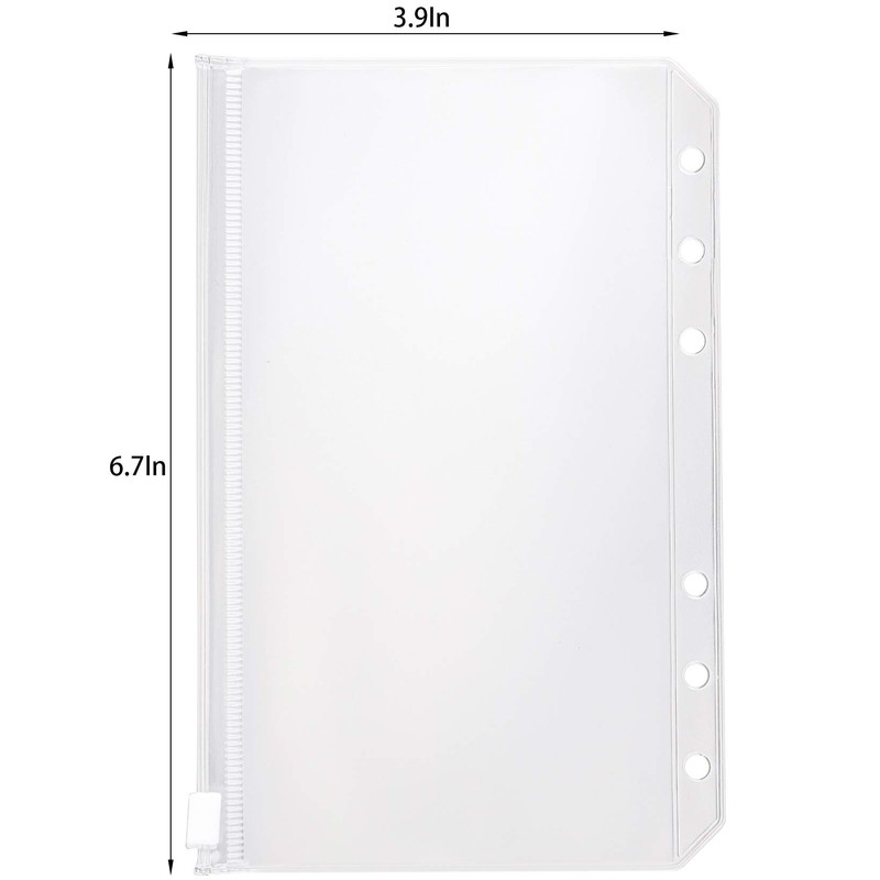 WUWEOT 50 Pack Binder Pockets A6 Size 6 Holes Zipper