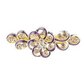 Ladies Enamel & Diamante Evening Occasion Stencil Hair Clip Hair Clip Round Bow (Purple)