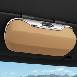 Toyosport Car Visor Glasses Holder, Classic Beige Sunglass Organizer with One-Hand Operation, Secure Storage Eyewear Case, Universal Fit Vehicle Interior Accessory
