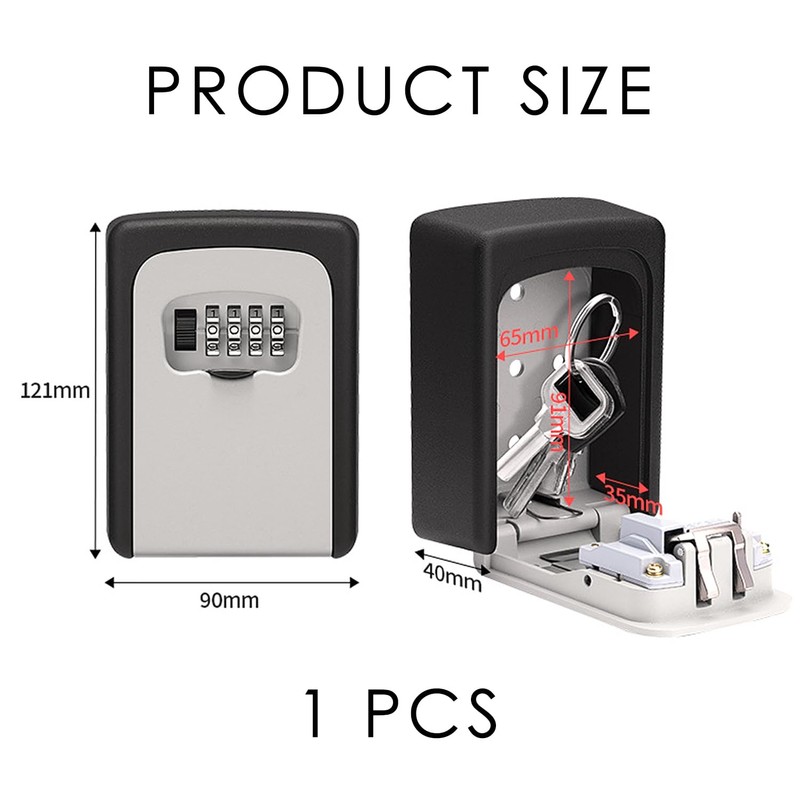 COACOM 1 Piece Grey Combination Lock Key Box Lock Box