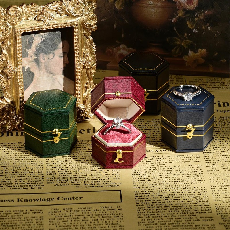 TAIMY Classical Victorian Style Wedding Tiny Ring Box, Handcrafted Gift