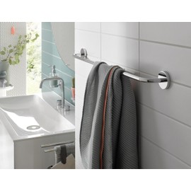 emco Round Wall Mounted Bath Towel Rail I 60 cm Metal Towel Rail I High-Quality Towel Rail for Bath and Hand Towels, Chrome