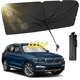 Parasol para Auto, Parasol para Parabrisas de Coche Plegable, Cubre Sol para Auto Universal, Viseras Parasol Refleja Los Rayos UV, Parasol para Parabrisas Automotriz 55"X30" para Sedan, SUV, MPV